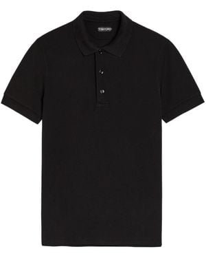 Tom Ford Logo-Embroidered Piqué Polo Shirt - Black
