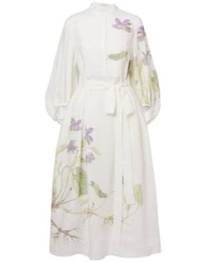 Erdem Linen Wrap Dress - White