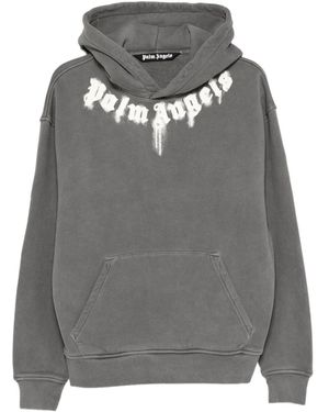 Palm Angels Logo Printed Hoodie - Gray
