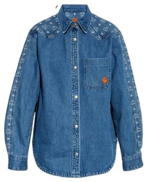MCM Denim Shirt With Monogram - Blue