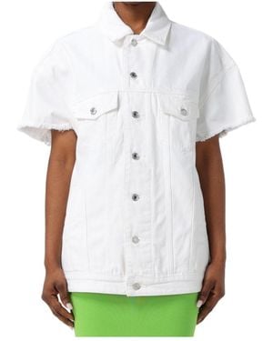 Michael Kors Michael Oversized Frayed Denim Jacket - White