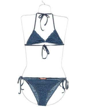 Ermanno Scervino Embroidered Triangle Bikini - Blue