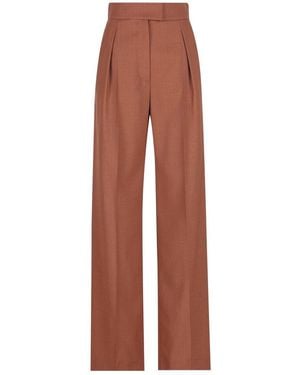 Valentino Pleated Straight Leg Trousers - Brown