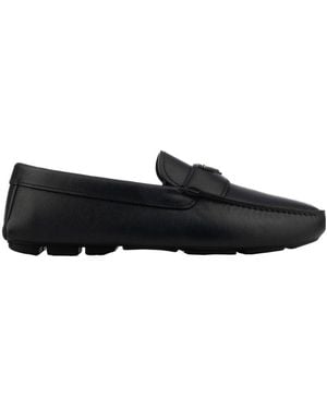 Prada Logo Leather Loafers - Black