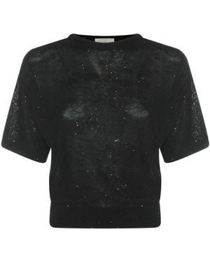 Antonelli Sheer Sequin Knitted Jumper - Black