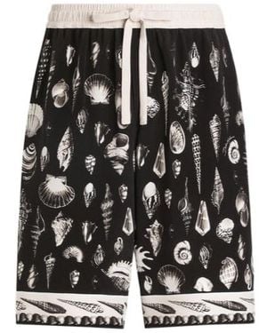 Dolce & Gabbana Seashell-Print Drawstring Shorts - Black