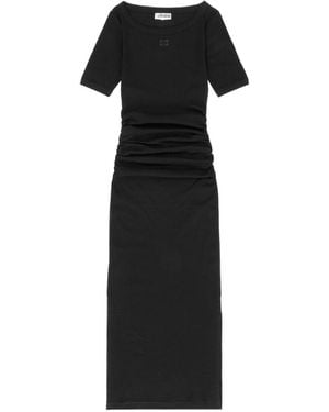 Ganni Soft Cotton Rib Dress - Black