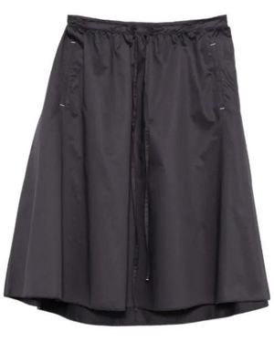 Low Classic Drawstring Cotton Midi Skirt - Black