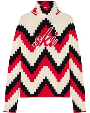 Perfect Moment Intarsia Merino Wool Turtleneck Jumper - Red