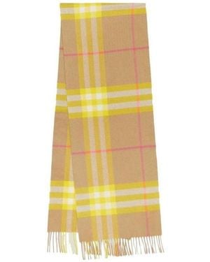 Burberry Embroidery Check Scarf - Yellow
