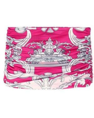 Versace Graphic Printed Ruched Mini Skirt - Pink