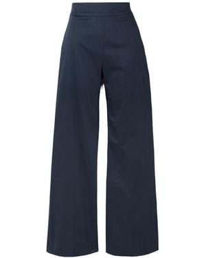 Carolina Herrera High-Waisted Wide-Leg Casual Trousers - Blue