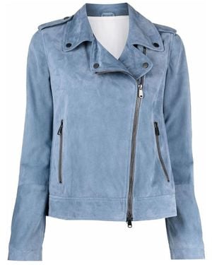 Brunello Cucinelli Zip-Fastening Biker Jacket - Blue