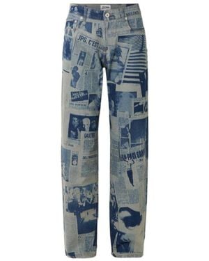 Jean Paul Gaultier Newspaper Print Jeans - Blue