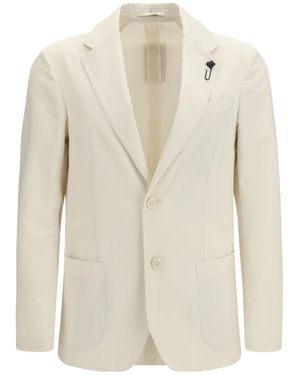 Lardini Single-Breasted Patch-Pocket Blazer - White