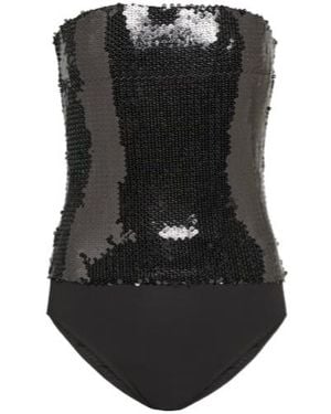 Alexandre Vauthier Sequined Strapless Bodysuit - Black