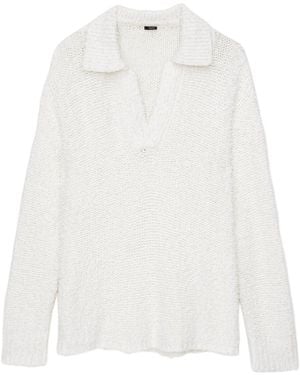 JOSEPH Long Sleeved Polo Jumper - White