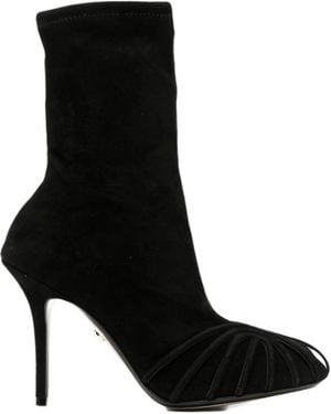 ALEVI Round-Toe High-Heeled Ankle Boots - Black