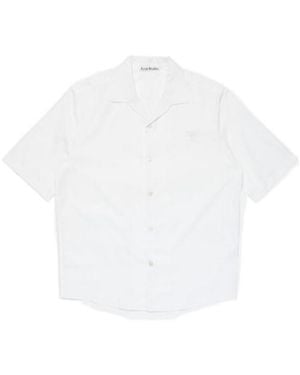 Acne Studios Logo Embroidered Poplin Shirt - White
