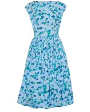 Marni Floral Cotton Poplin Midi Dress - Blue