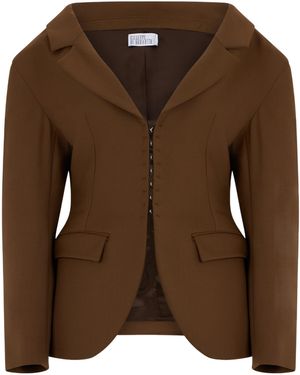 GIUSEPPE DI MORABITO Hook-Front Tailored Blazer - Brown