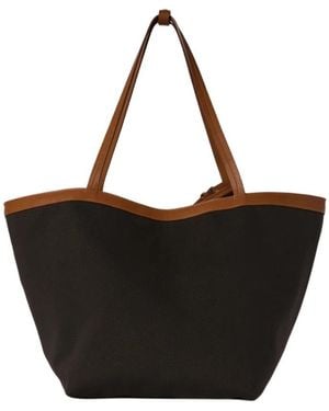 The Row Park Tote Three Canvas Shoulder Bag - Black