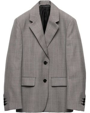 Prada Single-Breasted Checked Grisaille Jacket - Gray