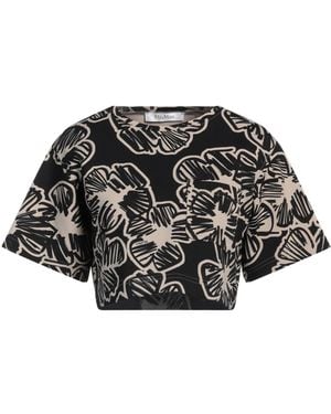 Max Mara Two-Color Short-Sleeved T-Shirt - Black