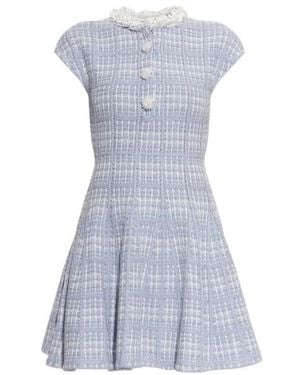 Self-Portrait Round-Neck Dress - Blue