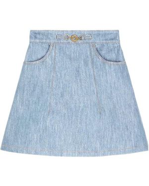 Patou High-Waist A-Line Denim Mini Skirt - Blue