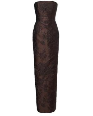 Emilia Wickstead Laelia Jacquard Corset Gown - Brown