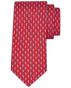 Ferragamo Seahorse Print Silk Tie - Red