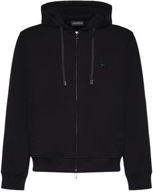 Emporio Armani Zip-Up Logo Hoodie - Black