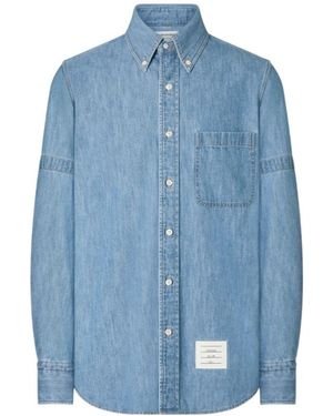 Thom Browne Logo Patch Denim Shirt - Blue