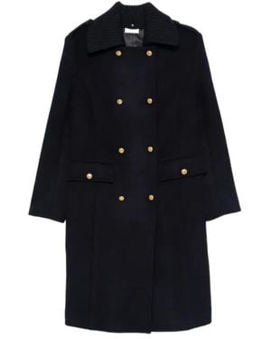 P.A.R.O.S.H. Double Breasted Long Sleeved Coat - Blue