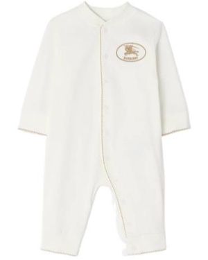 Burberry Knight Stamp Cotton Jumpsuit - White