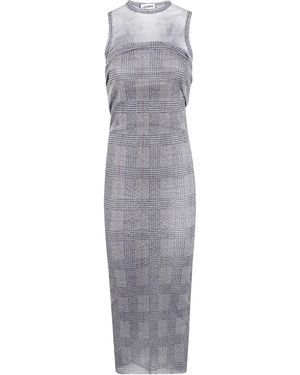 Jean Paul Gaultier Mesh Long Dress Double Layer Printed "Body Shadow" - Grey
