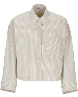Peserico Cropped Striped Shirt - White
