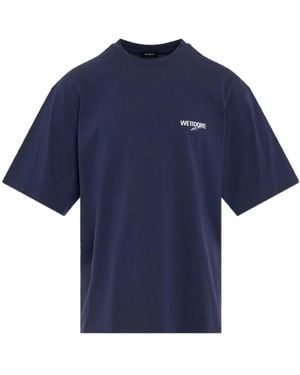 we11done Logo Printed Crewneck T-Shirt - Blue