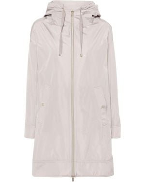 Herno Zip-Up Drawstring Long Coat - White