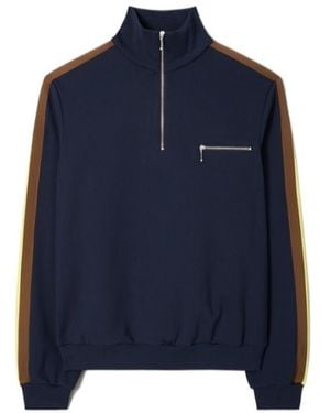 Tory Burch Half-Zipped Knitted Top - Blue