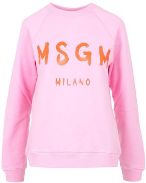 MSGM Logo-Print Detail Sweatshirt - Pink