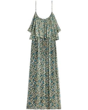 Celine Gathered Midi Dress - Green