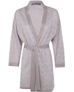 D.exterior Belted Long Cardigan - Gray
