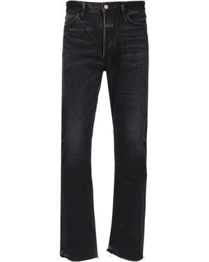 Fear Of God Sraight-Leg Frayed-Edge Jeans - Black