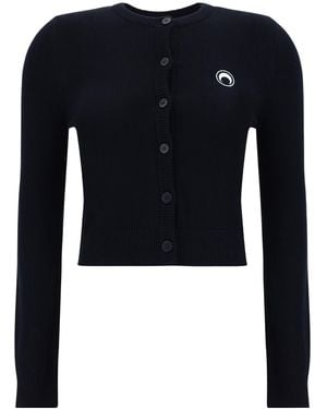 Marine Serre Core Button-Up Knitted Cardigan - Blue