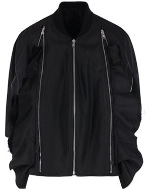 Comme des Garçons Ruffled Zip-Detail Jacket - Black