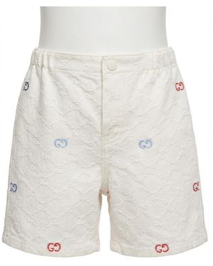 Gucci Baby Gg Cotton Shorts - White