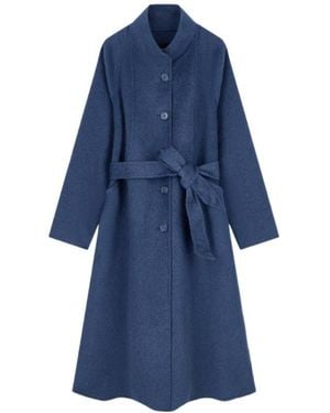 Emporio Armani Belted Buttoned Coat - Blue