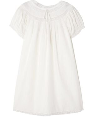 Doen Lace-Trimmed Pintucked Organic Cotton-Voile Mini Dress - White